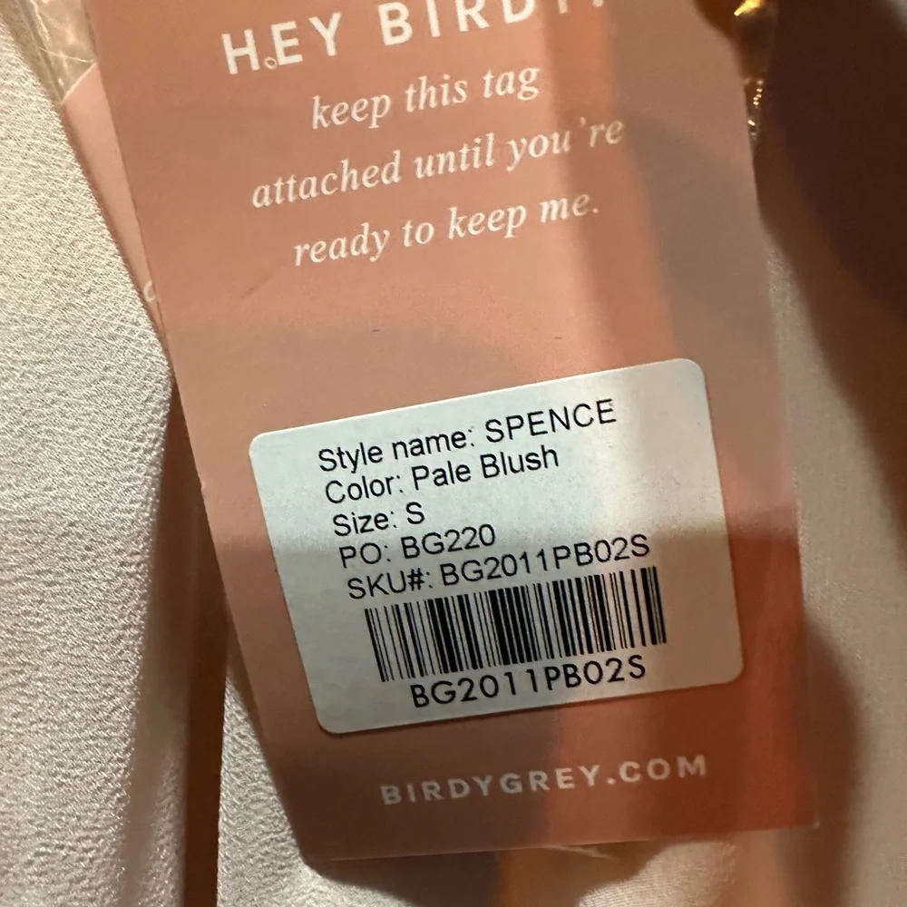 Birdy Grey SPENCE CONVERTIBLE DRESS CHIFFON PALE BLUSH Small Slit NEW NWT - Picture 5 of 6